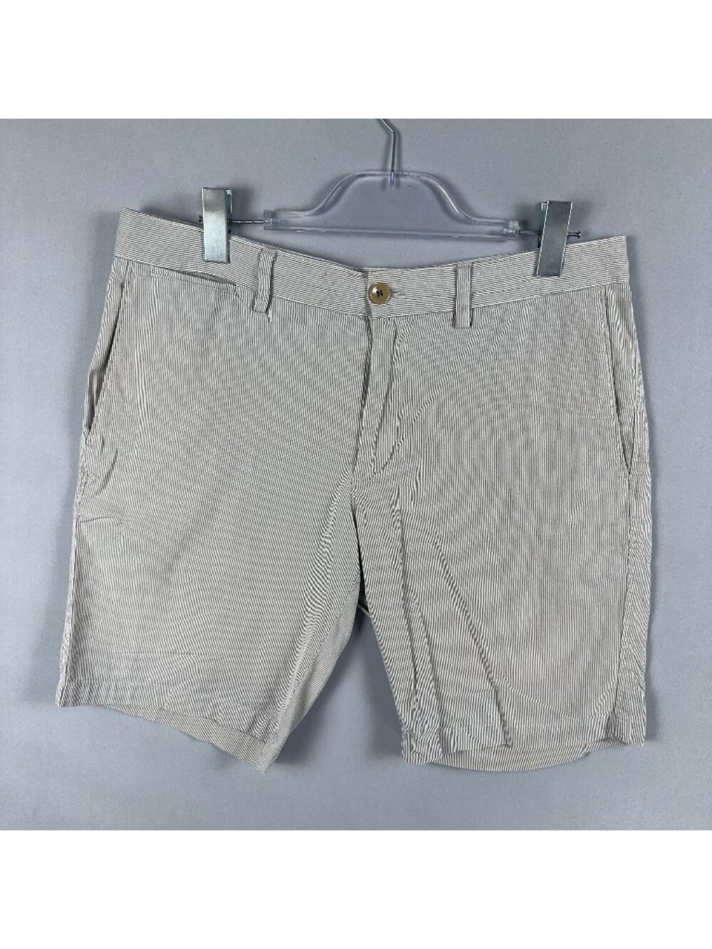 Banana Republic Aiden Shorts Size 33 Beige Striped 100% Cotton